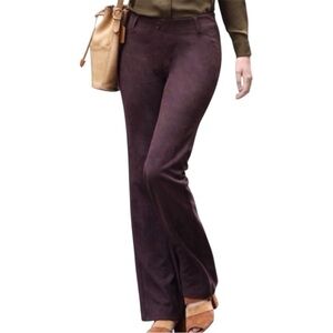 Betabrand Classic Dress Yoga Pants Bootcut Brown Faux Suede Large LONG Office
